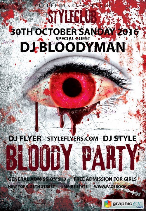 Bloody Party PSD Flyer Template + Facebook Cover
