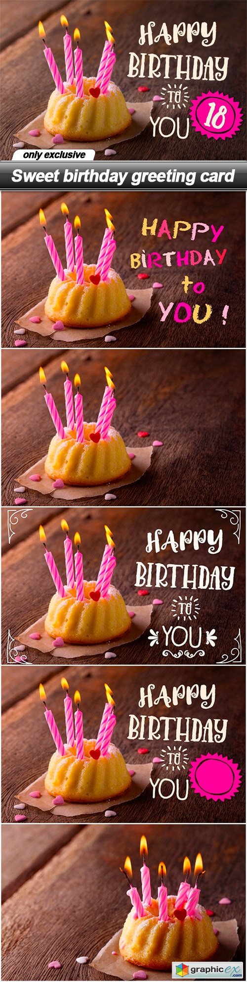 Sweet birthday greeting card - 6 UHQ JPEG