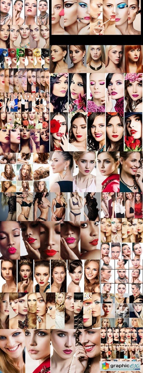 Women. Beauty Collage. Fashion Faces
