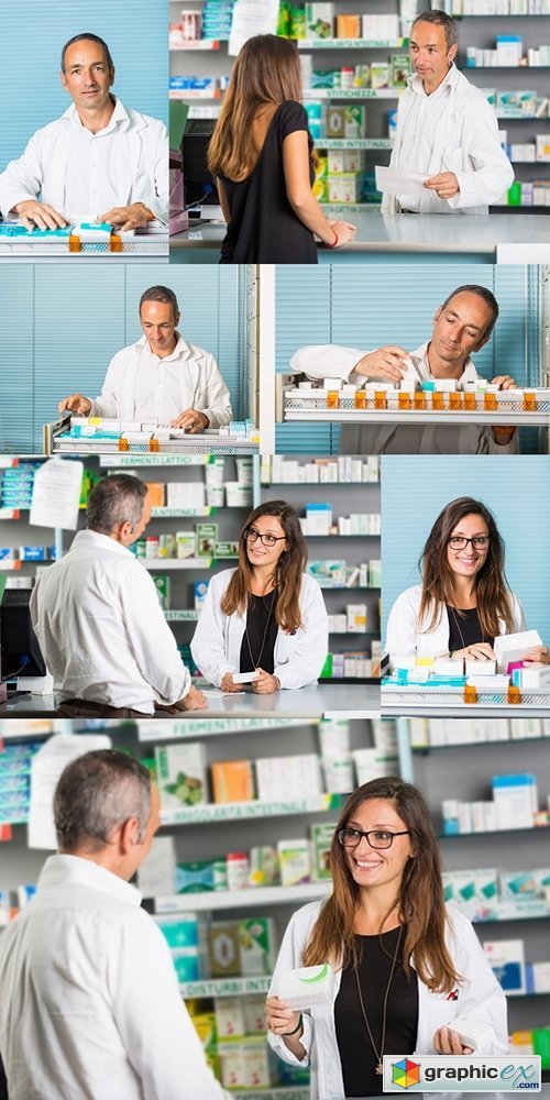 Pharmacist and Client in a Drugstore