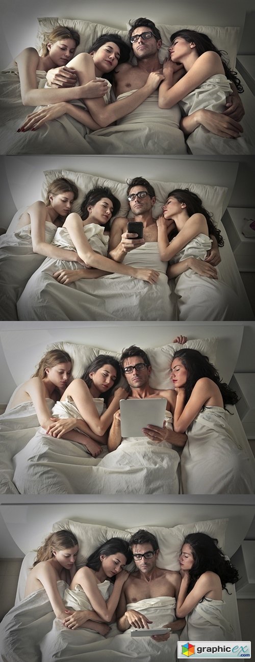 Man Sleeping With Three Women Stock Photo, Picture and Royalty Free Image.  Image 43852206.