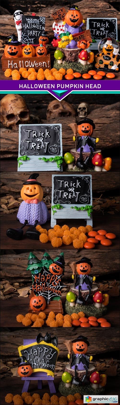 Halloween pumpkin head jack o lantern with candy 5X JPEG