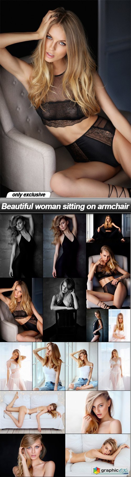 Beautiful woman sitting on armchair - 16 UHQ JPEG