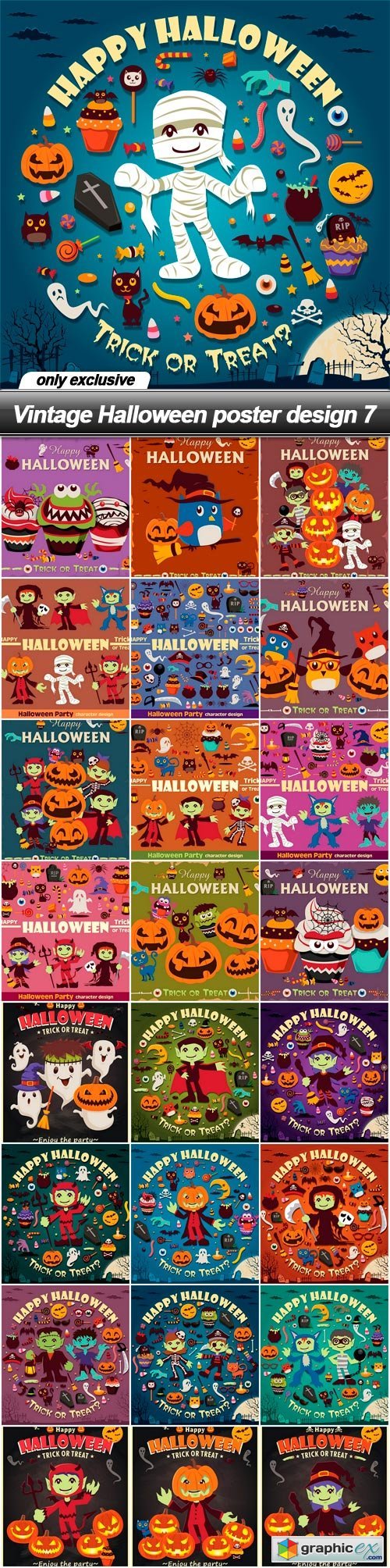 Vintage Halloween poster design 7 - 25 EPS