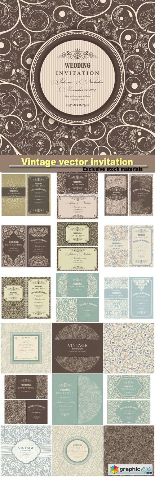 Vintage invitation, vector background, seamless texture