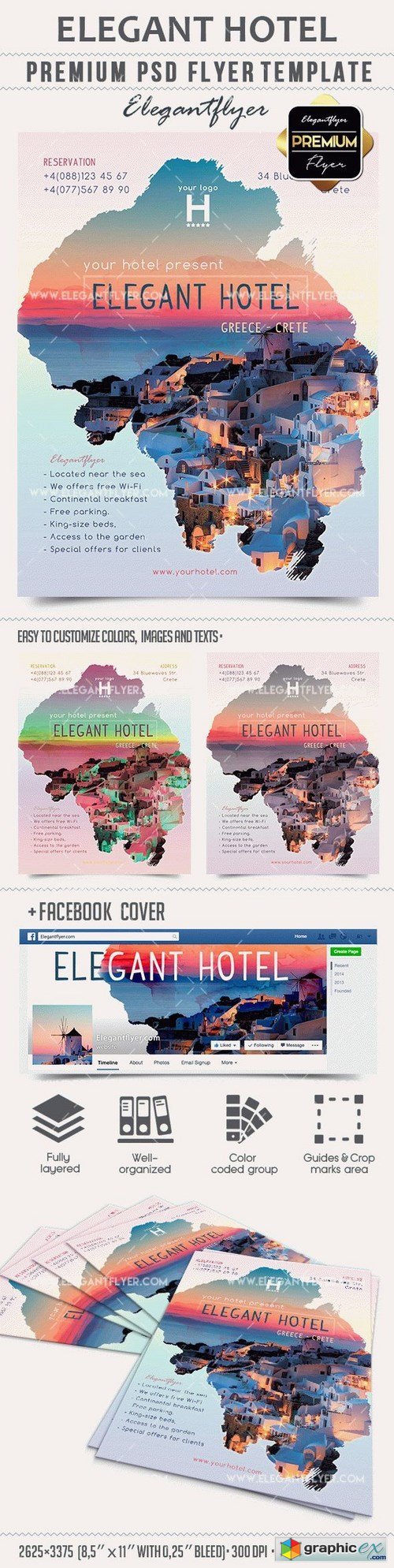 Elegant Hotel  Premium PSD Template + Facebook cover