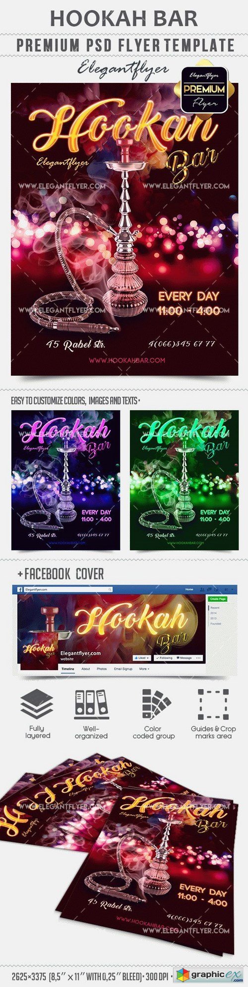 Hookah Bar  Premium PSD Template + Facebook cover