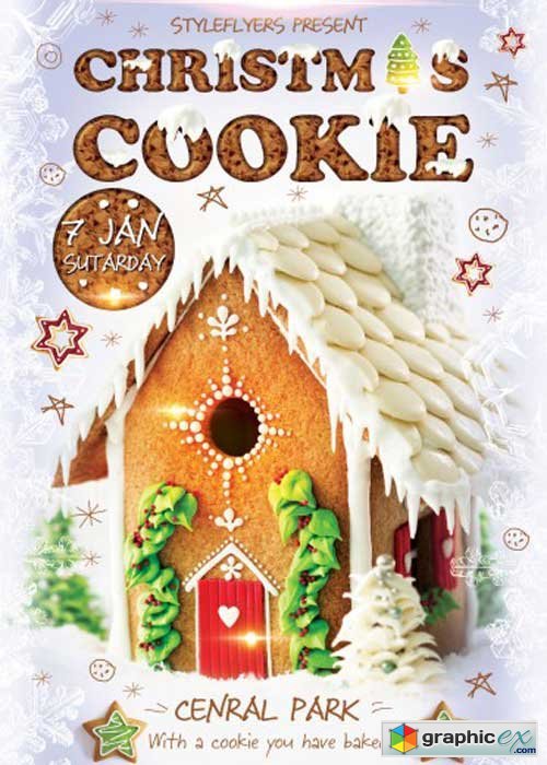 Christmas Cookie Party V4 PSD Flyer Template with Facebook Cover
