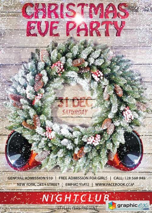 Christmas Eve Party Flyer V7 PSD Template with Facebook cover