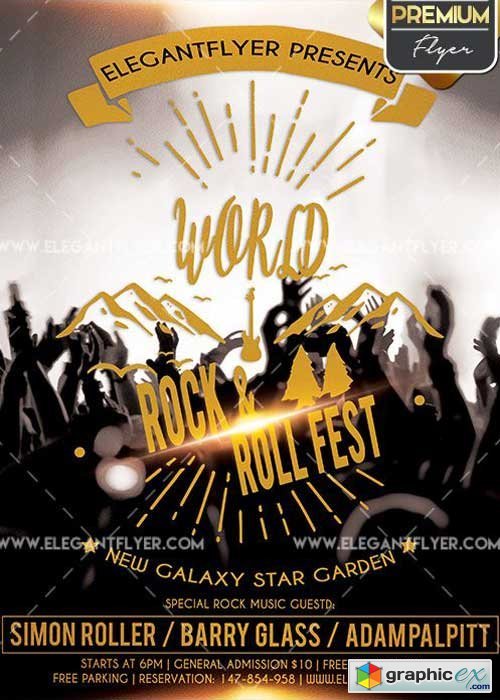 Rock and Roll Fest V2 Flyer PSD Template + Facebook Cover