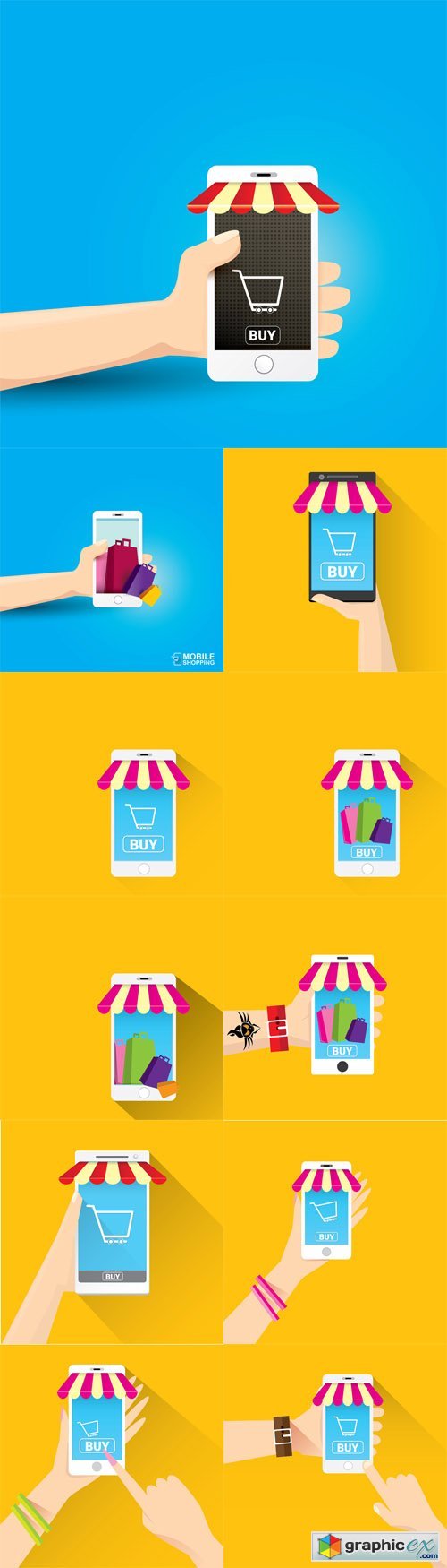 Online Mobile Shopping Concept Backgrounds