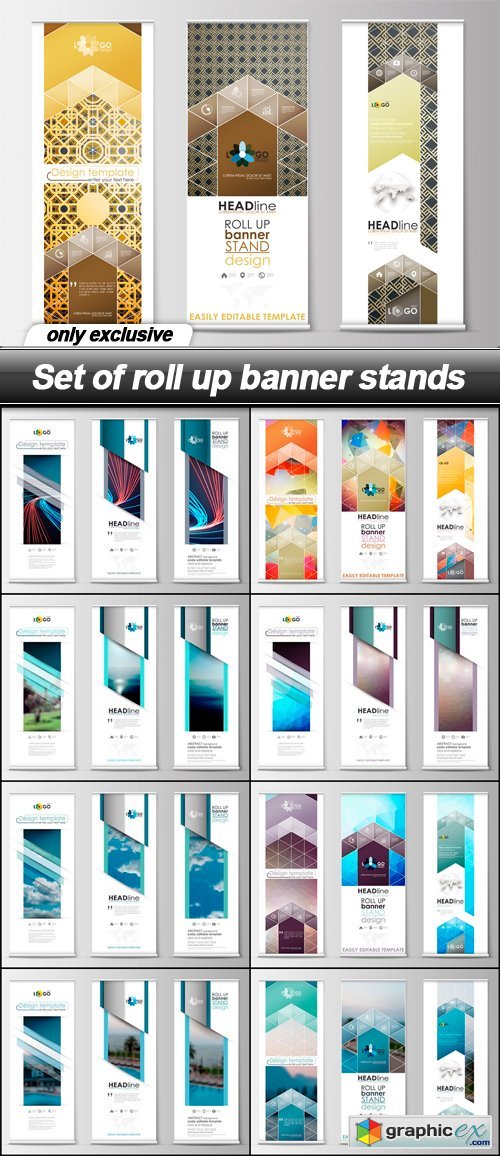 Set of roll up banner stands - 9 EPS