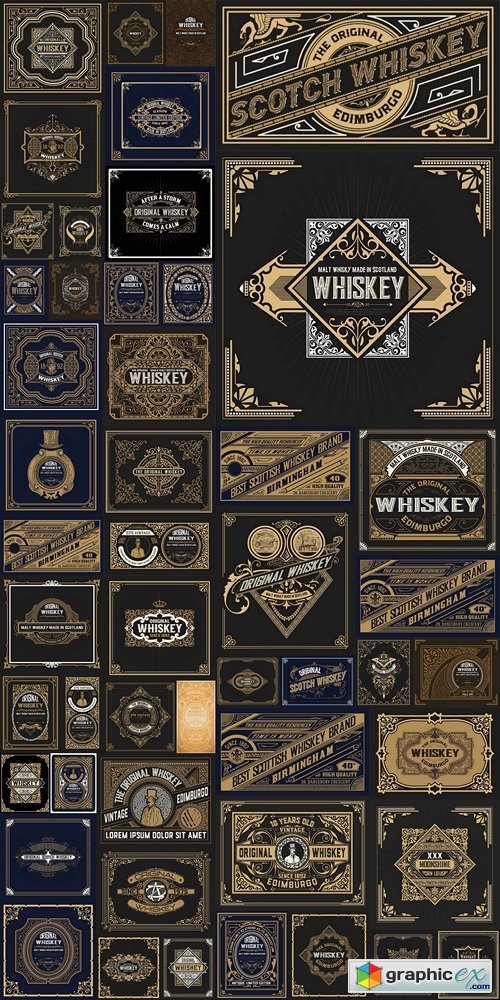 old whiskey label with vintage frames 2 rar