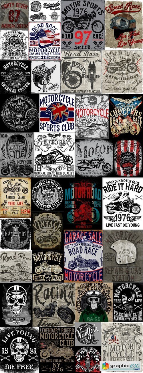 Motorcycle label t-shirt design with illustration of custom chop 2