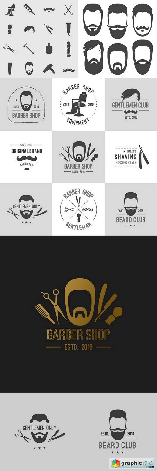 Barber logos set