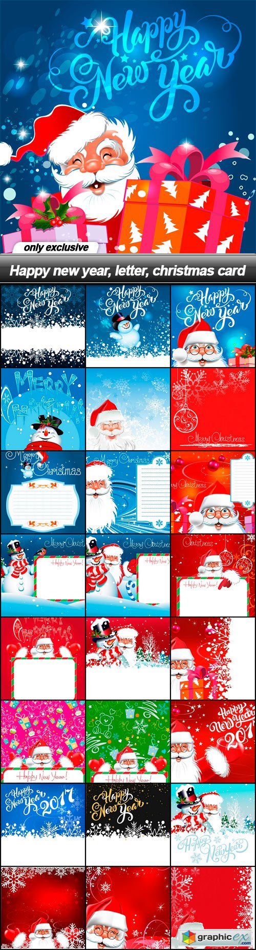 Happy new year, letter, christmas card - 25 EPS