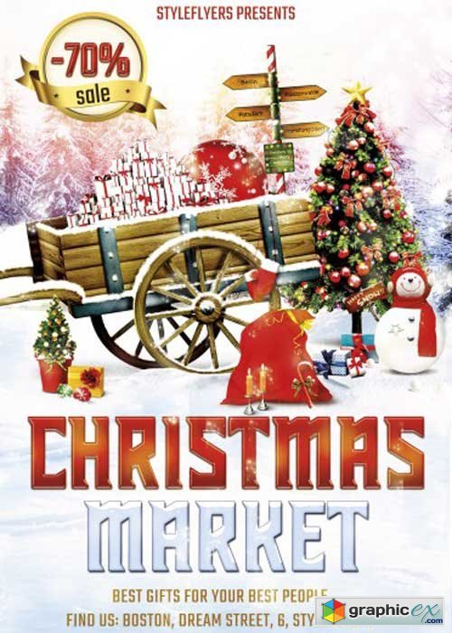 Christmas Market V2 PSD Flyer Template with Facebook Cover
