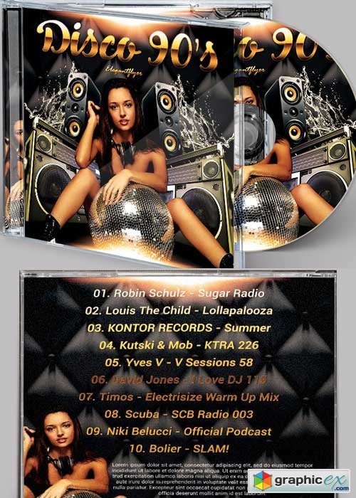 Disco 90�s V1 Premium CD Cover PSD Template