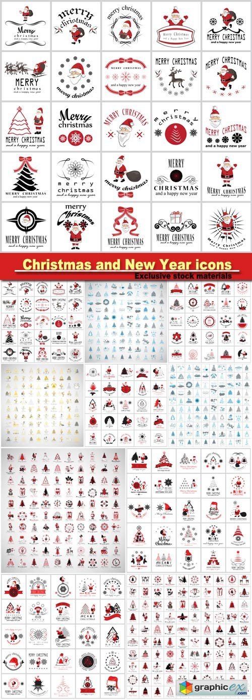 Set of Christmas and New Year icons
