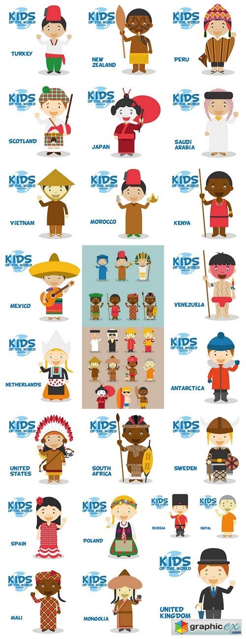 Kids and nationalities of the world vector