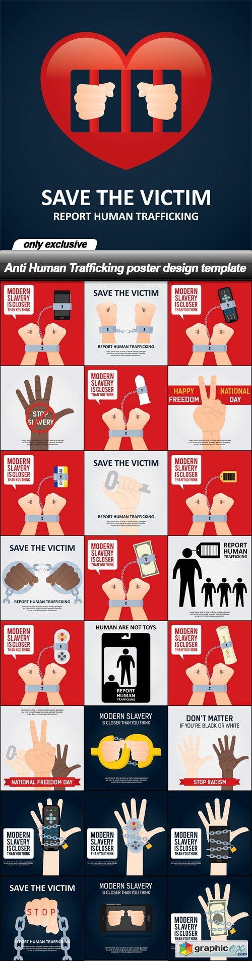 Anti Human Trafficking poster design template - 25 EPS