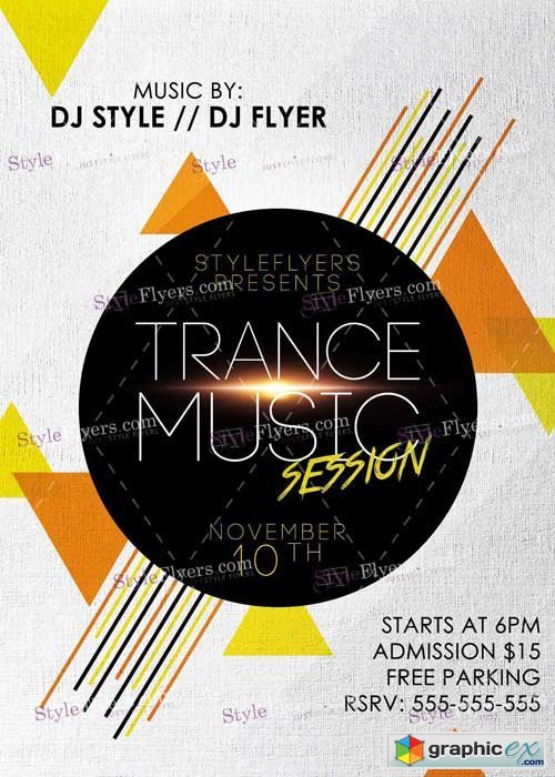 Trance Music Session PSD V5 Flyer Template