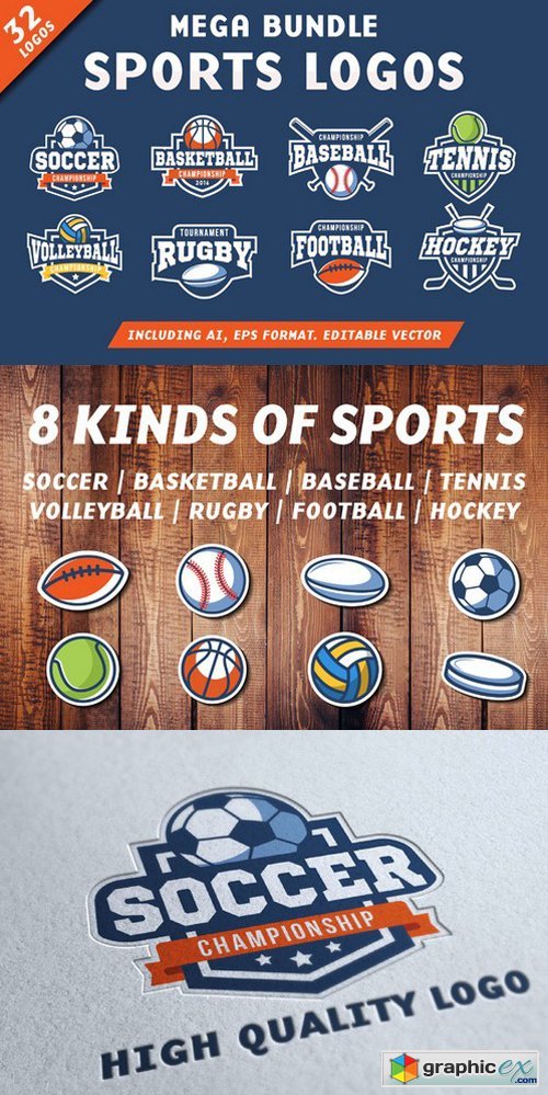 32 Sports Logos Bundle