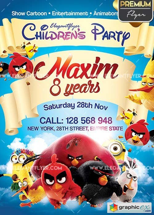 Childrens Party V01 Flyer PSD Template + Facebook Cover