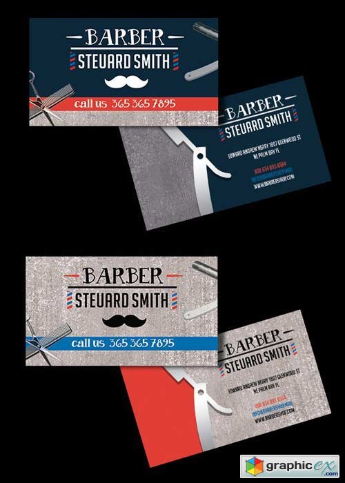 Barber Shop V1 Premium Business card PSD Template