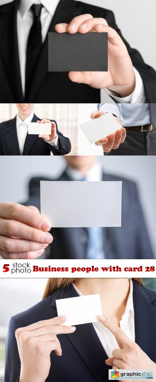 Business people with card 28
