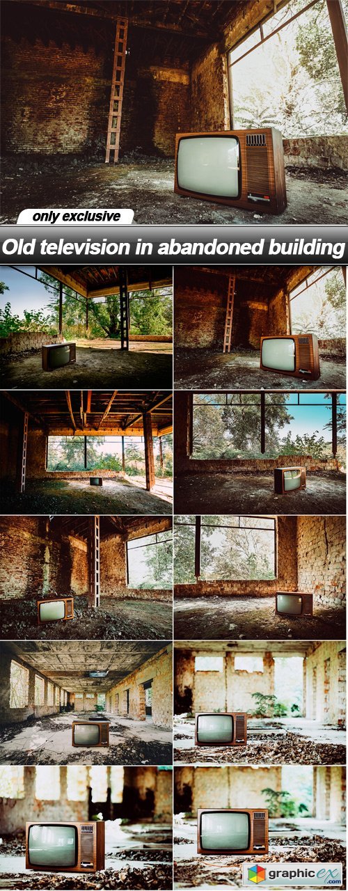 Old television in abandoned building - 10 UHQ JPEG