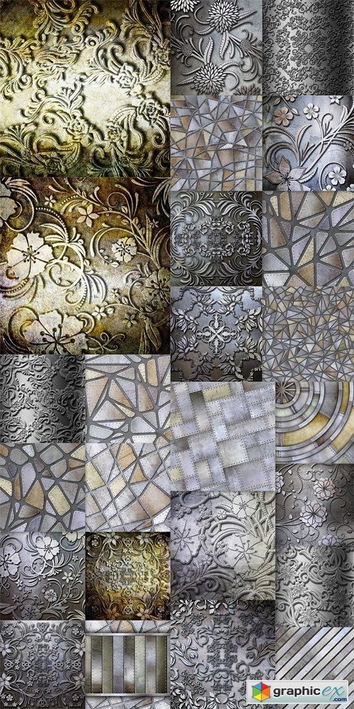 Seamless metallic tiles background 3