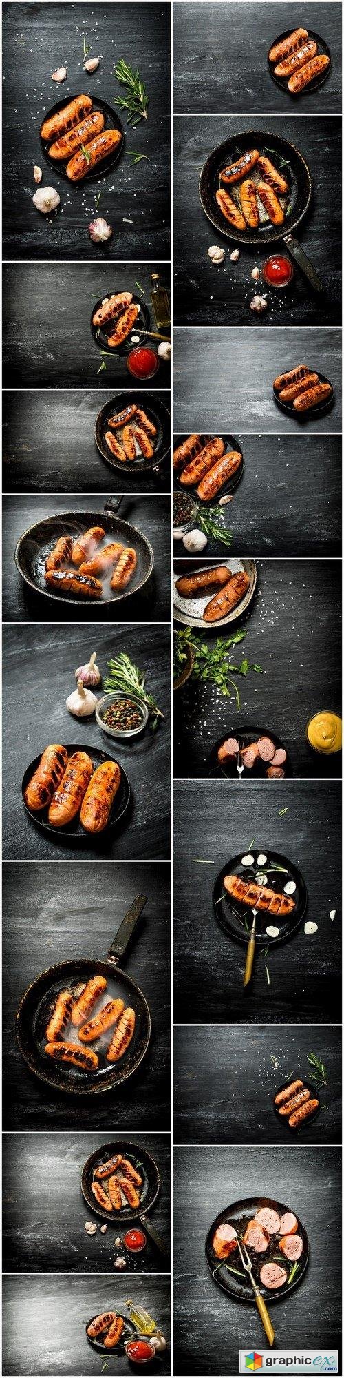 Fried Grilled Sausages with Spices - 16xUHQ JPEG