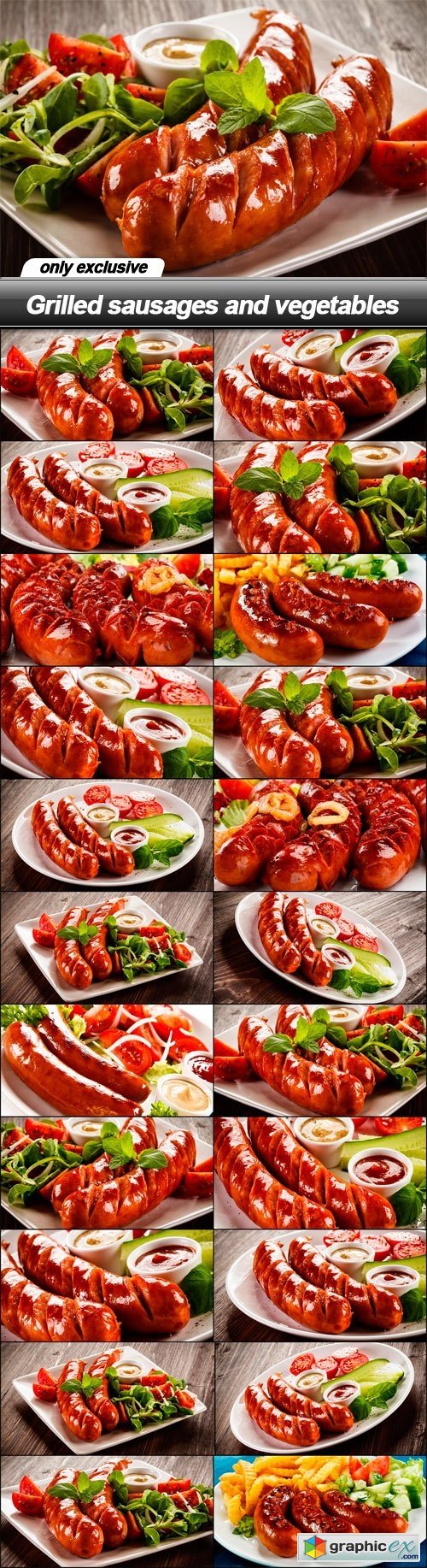 Grilled sausages and vegetables - 22 UHQ JPEG