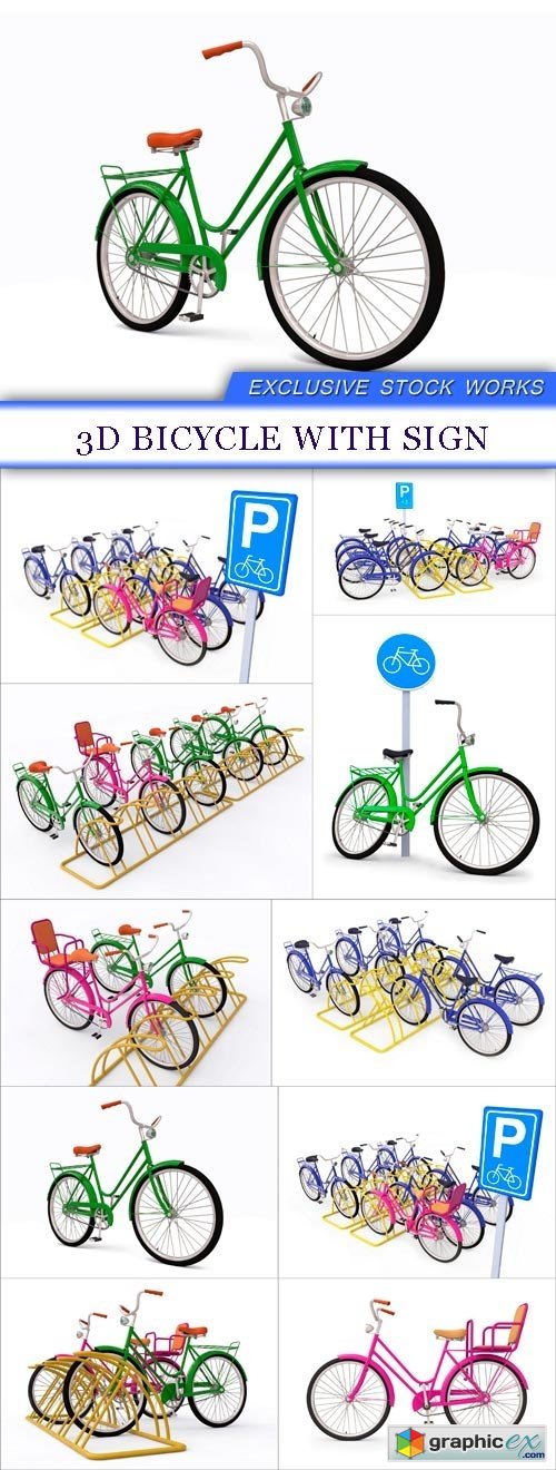 3D bicycle with sign 10X JPEG