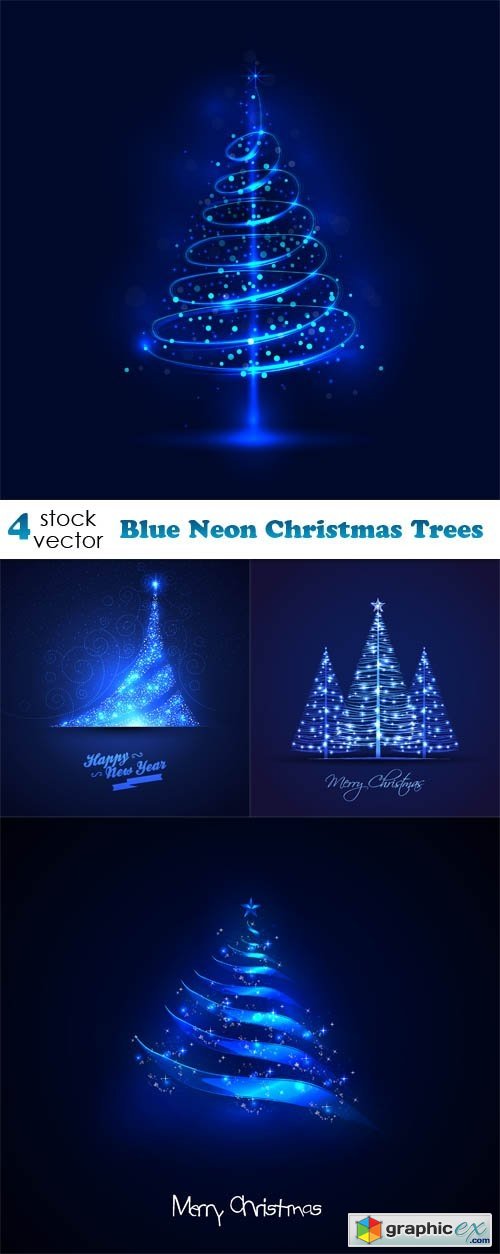 Blue Neon Christmas Trees