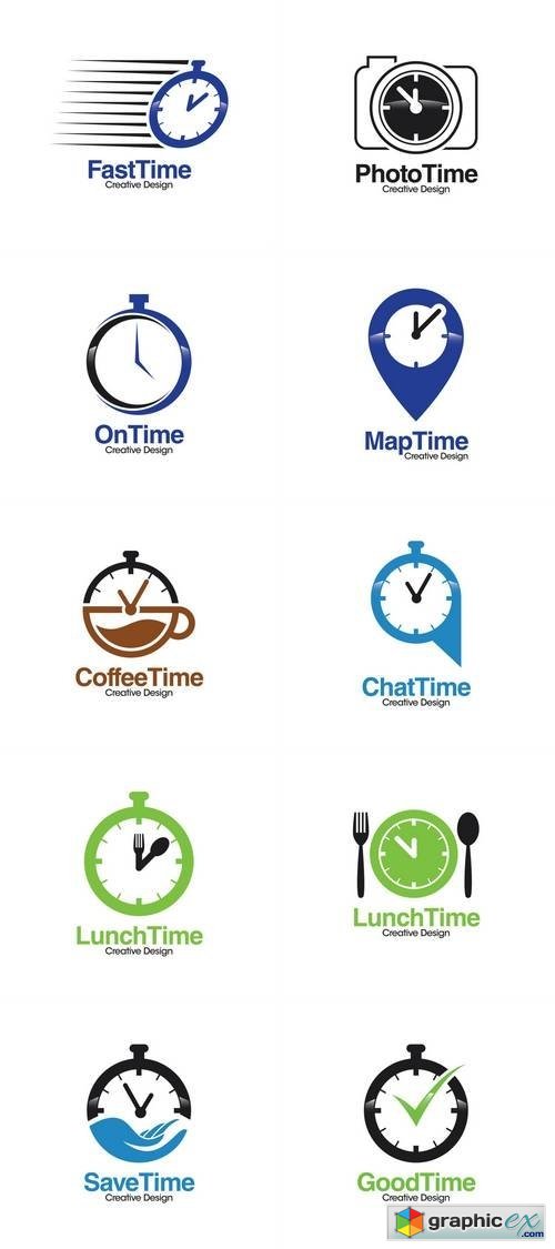 Clock Creative Concept Logo Design Template
