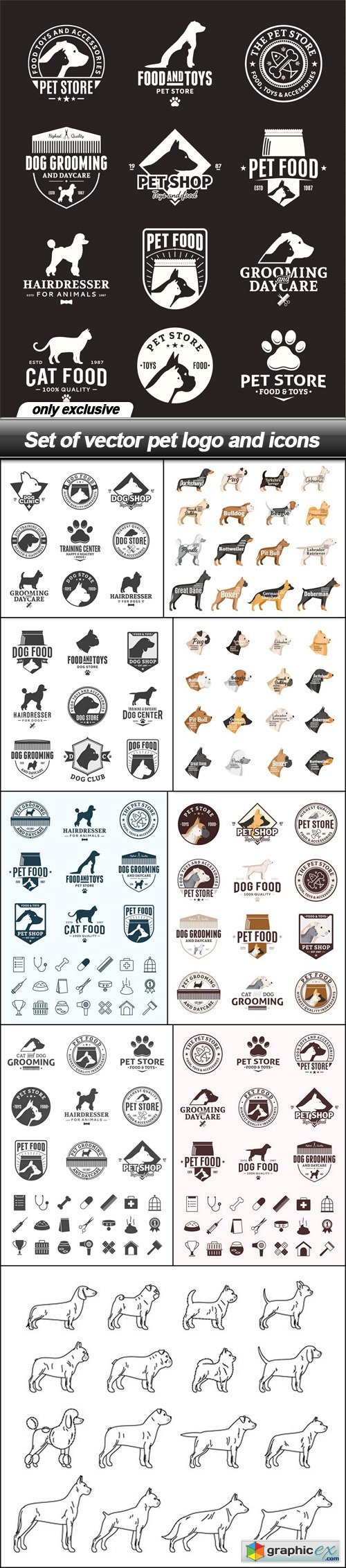Set of vector pet logo and icons - 10 EPS