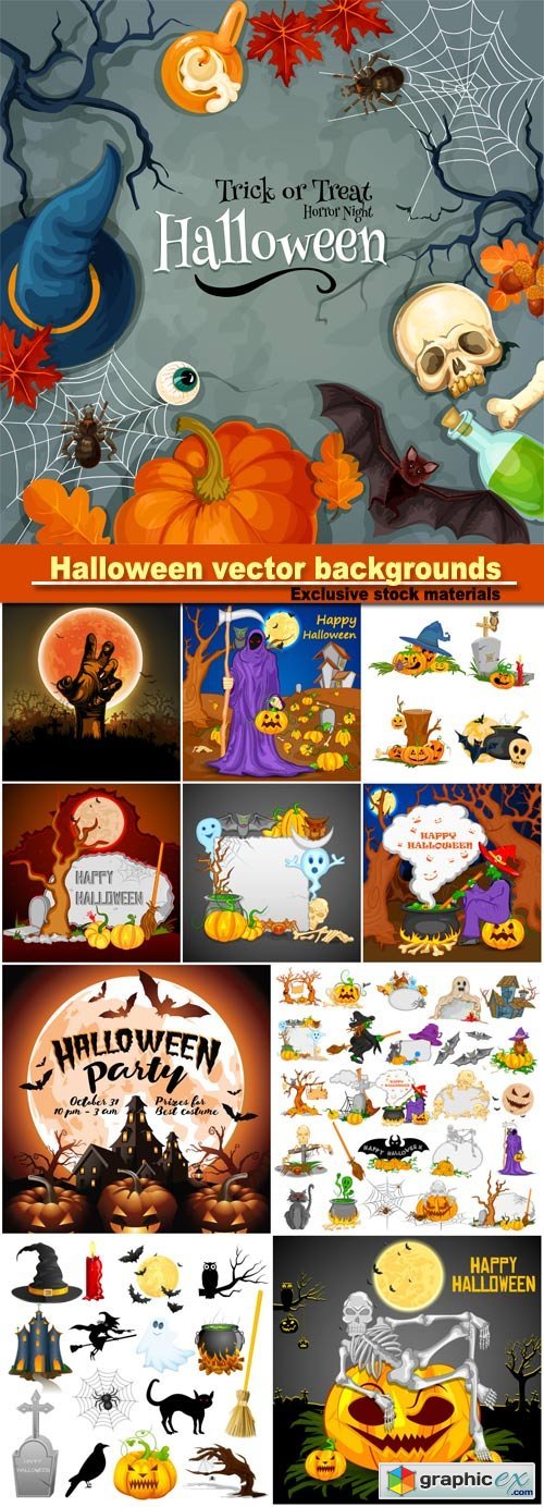 Halloween vector backgrounds, vector illustration of Halloween object