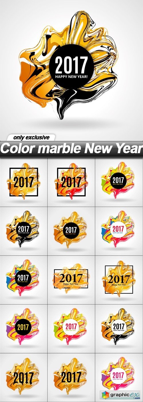Color marble New Year - 15 EPS
