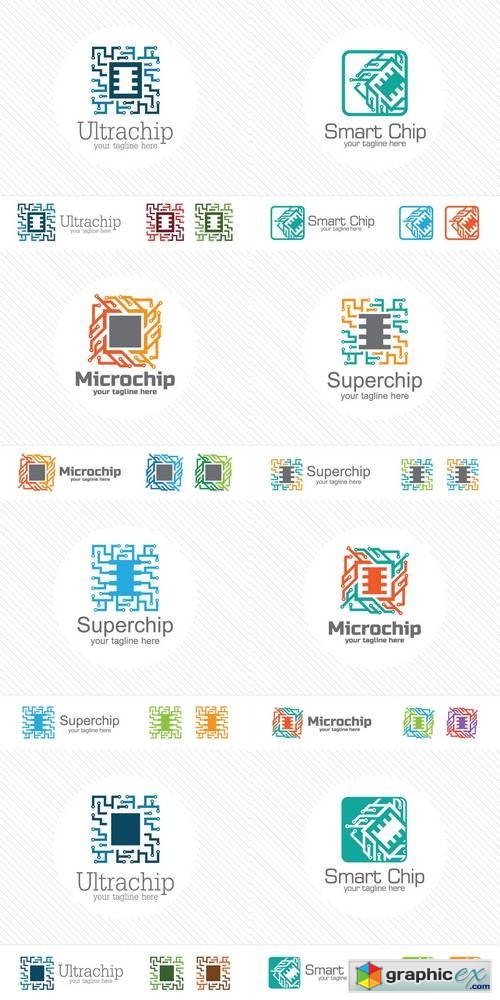 Abstract Micro Chip Symbol Logo