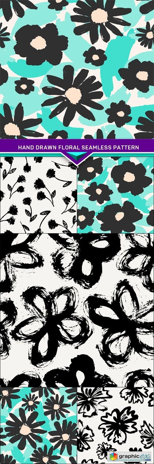 Hand Drawn Floral Seamless Pattern 6X EPS