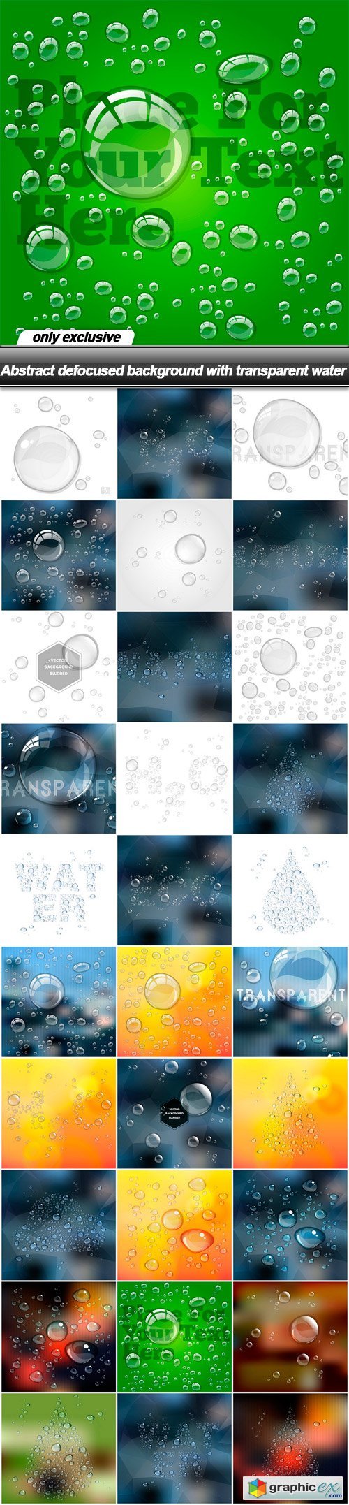 Abstract defocused background with transparent water - 30 EPS