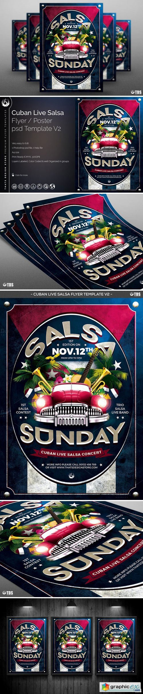 Cuban Live Salsa Flyer Template V2