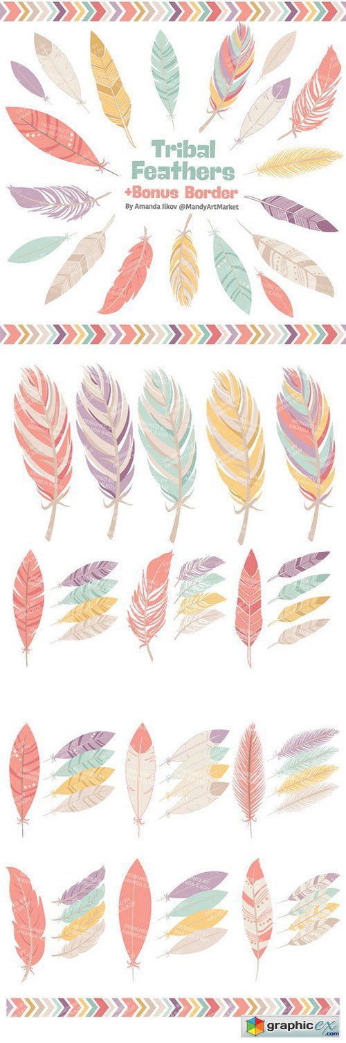 Be Brave Tribal Feathers Clipart & Vectors