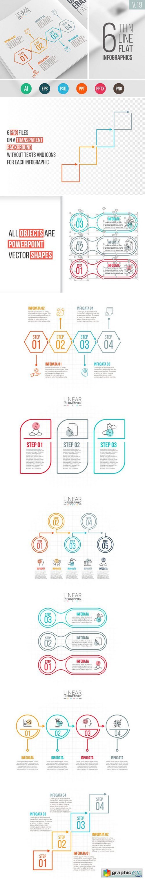 Linear elements for infographic v.19