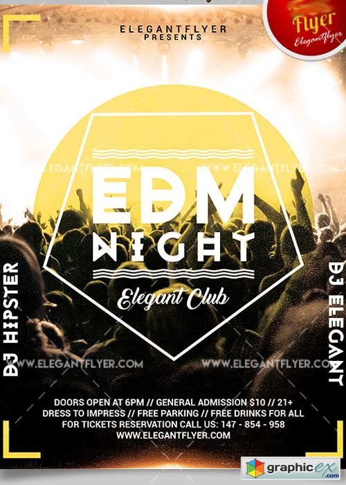 EDM Night V5 Flyer PSD Template + Facebook Cover