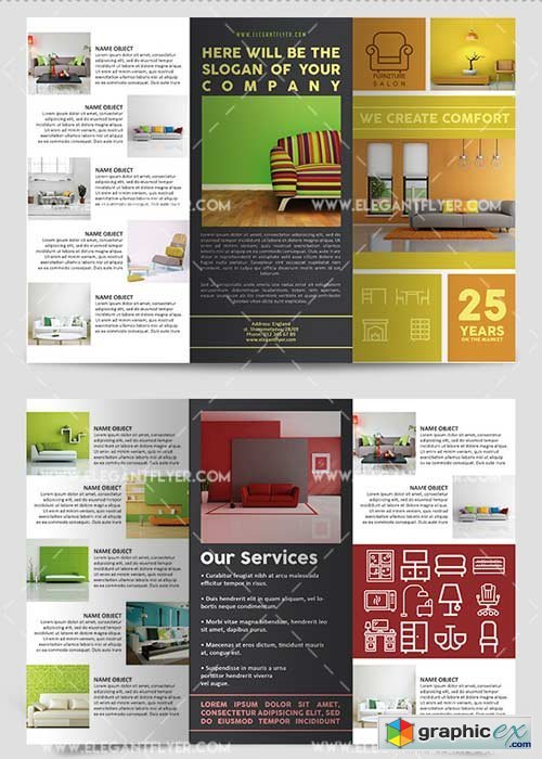 Furniture Salon V1 Premium Tri-Fold PSD Brochure Template
