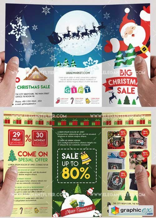 Christmas Sale Premium Tri-Fold PSD V5 Brochure Template
