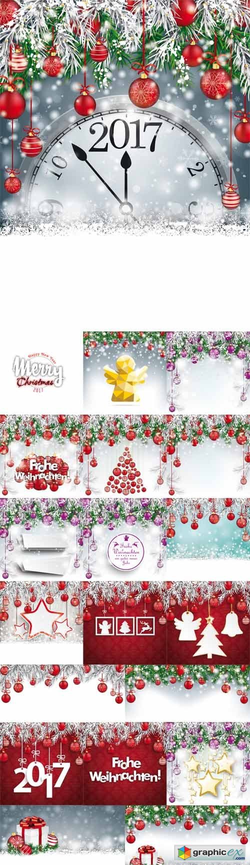 Christmas Frozen Backgrounds with Baubles Banners